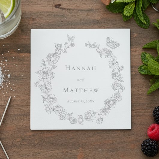 Elegante grijze Chinoiserie Bird Crest Wedding Servet