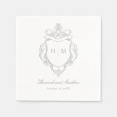 Elegante grijze Chinoiserie Bird Crest Wedding Servet (Voorkant)