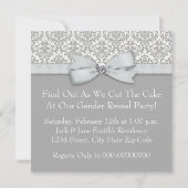 Elegante Grijze Damast Geslacht Onthullen Douche Kaart (Achterkant)