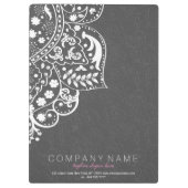 Elegante grijze damast met wit bloemenkant klembord (Achterkant)
