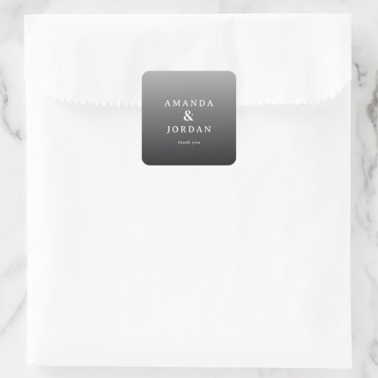 Elegante grijze dankbaarheid vierkante sticker (Tas)