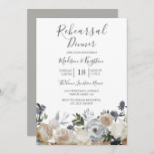 Elegante grijze en perzikproefdiners uitnodiging (Voorkant / Achterkant)