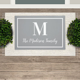 Elegante grijze en witte aangepaste monogram initi deurmat