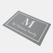 Elegante grijze en witte aangepaste monogram initi deurmat (Schuin)