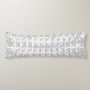 Elegante grijze en witte Griekse patroon bodykusse Lichaamskussen