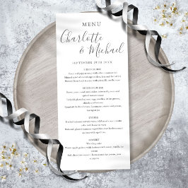 Elegante grijze en witte signatuur huwelijksmenu menu
