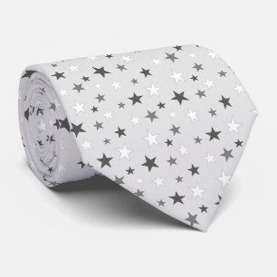 Elegante grijze en witte sterren op licht zilvergr stropdas
