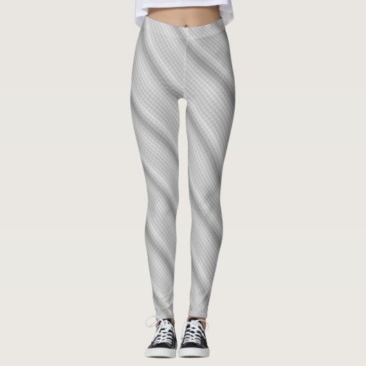 Elegante grijze en witte strepen leggings (Voorkant)