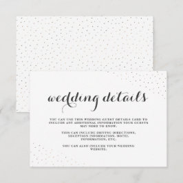 Elegante grijze en witte trouwdetails met stippen informatiekaartje
