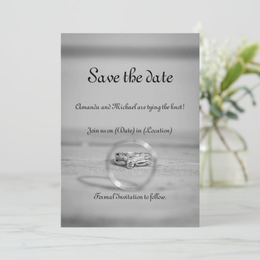 Elegante grijze en zwarte kaart om de datum te res (Staand voorkant)