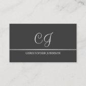 Elegante Grijze Faux Zilveren Lijn Monogram Attorn Visitekaartje (Voorkant)