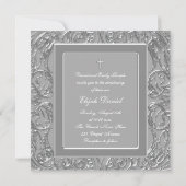 Elegante grijze foto doopuitnodigingen kaart (Achterkant)