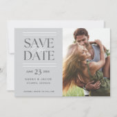 Elegante Grijze Fotobruiloft Save the Date Aankondiging (Voorkant)