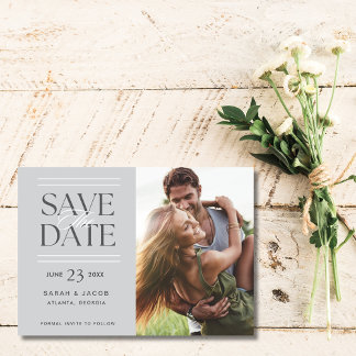 Elegante Grijze Fotobruiloft Save the Date Aankondiging
