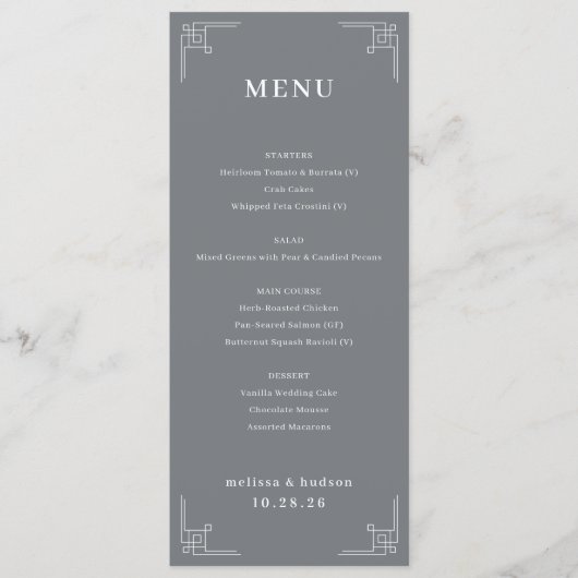 Elegante Grijze Geometrische Menu (Voorkant)