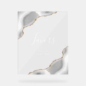 Elegante Grijze Gouden Agaat Wedding Favors Acryl Bord (Voorkant)