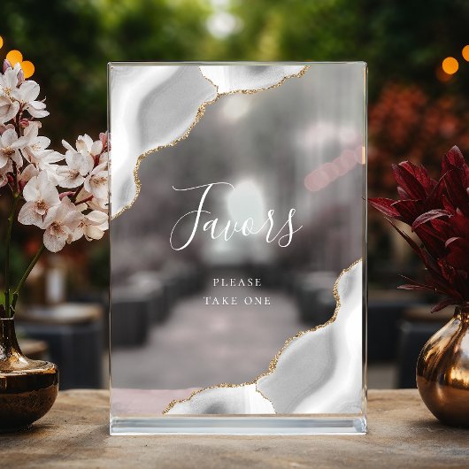 Elegante Grijze Gouden Agaat Wedding Favors Acryl Bord