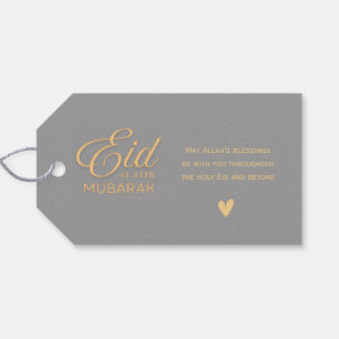 Elegante grijze gouden Eid-cadeaubadge Cadeaulabel