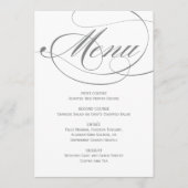 Elegante grijze kalligrafie scriptuur bruiloft menu (Voorkant)