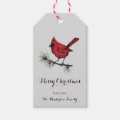 Elegante grijze kardinaal Bird Kerstmis Cadeaulabel (Voorkant)