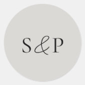 Elegante grijze klassieke bruiloft ronde sticker (Voorkant)