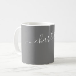 Elegante grijze kleur moderne naam gepersonaliseer koffiemok