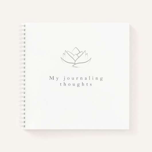 Elegante grijze lotus bloem journaling gedachten notitieboek (Voorkant)