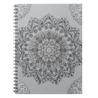 Elegante grijze mandala boho-spiraalnotitieboek notitieboek