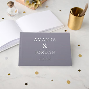 Elegante grijze minimalistische gouden accenten gastenboek