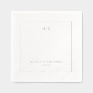 Elegante grijze minimalistische initialen folie servetten