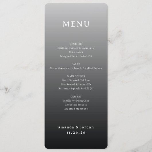 Elegante Grijze Minimalistische Menu (Voorkant)
