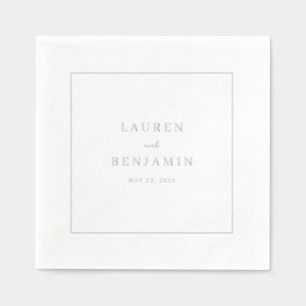 Elegante grijze minimalistische namen folie servetten