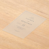 Elegante grijze minimalistische trouwuitnodiging acryl uitnodigingen (Laagn)