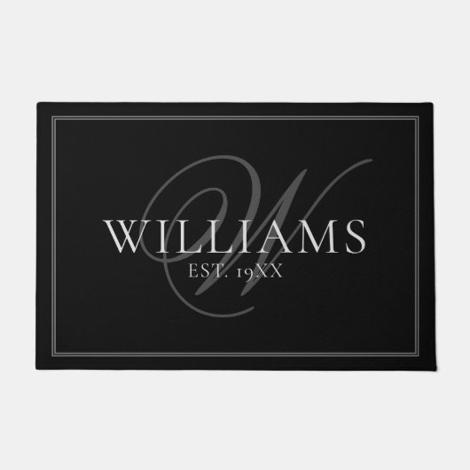 Elegante grijze monogram naam huwelijkscadeau deurmat (Voorkant)