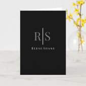 Elegante grijze monogram & witte naam, blanco kaar kaart (Gele Bloem)