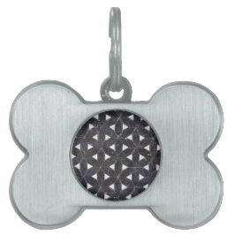 elegante grijze mozaïek bloem van het leven Tegel Huisdieren Naamplaatje