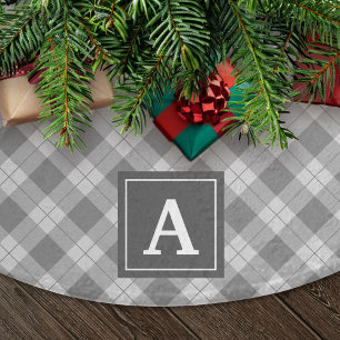 Elegante grijze plaid monogram kerstboom rok