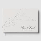 Elegante grijze potlood geschetste tak bruidsdouch gastenboek (Voorkant)
