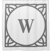 Elegante grijze rand monogram douchegordijn (Voorkant)