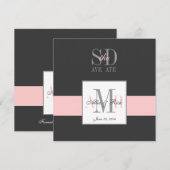 Elegante grijze roze Save the Date-uitnodiging Date (Voorkant / Achterkant)