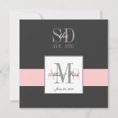 Elegante grijze roze Save the Date-uitnodiging Date (Voorkant)