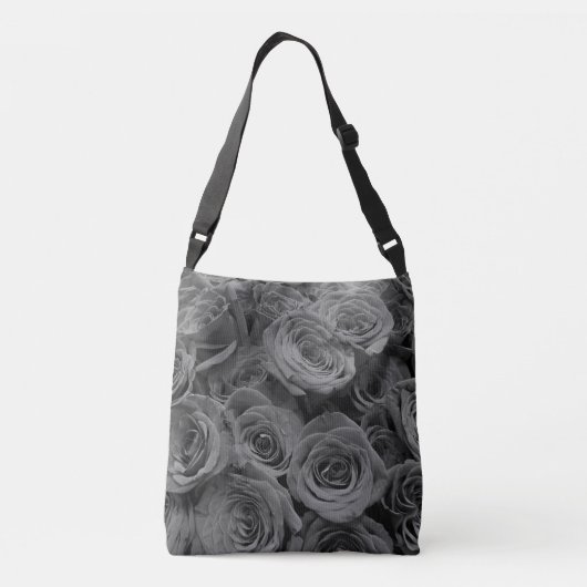 Elegante grijze rozen grijs bloemgrijs crossbody tas (Achterkant)