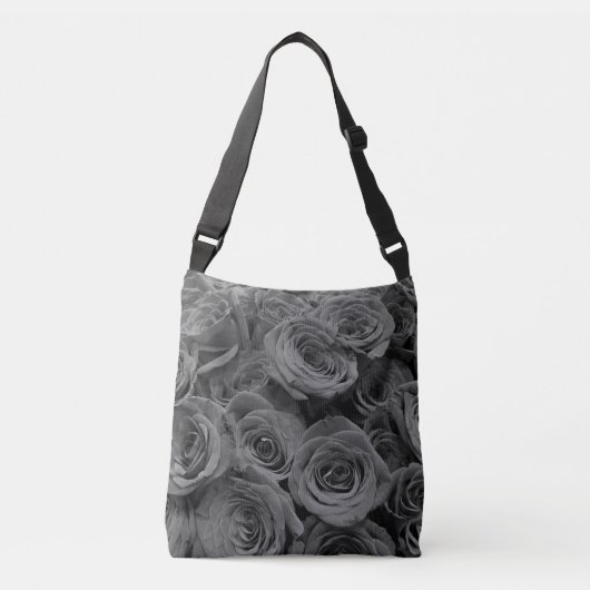Elegante grijze rozen grijs bloemgrijs crossbody tas (Voorkant)