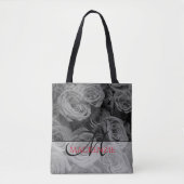 Elegante grijze rozen grijze bloemen grijs bloemig tote bag (Voorkant)