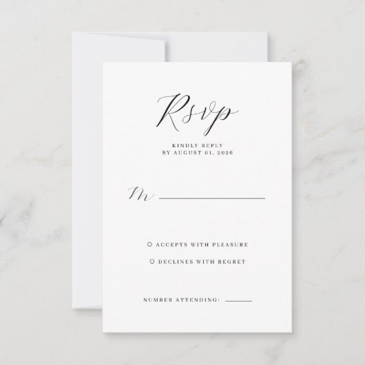 Elegante grijze RSVP kaart (Voorkant)