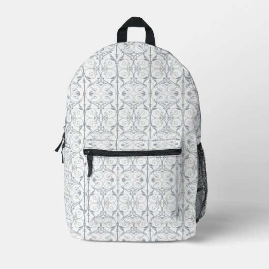 Elegante grijze rugzak met scrollpatroon (Voorkant)