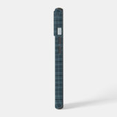 Elegante grijze ruit gouden monogram iPhone 15 case (Linkerkant)