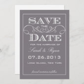 Elegante grijze save-the-date-aankondiging save the date (Voorkant / Achterkant)