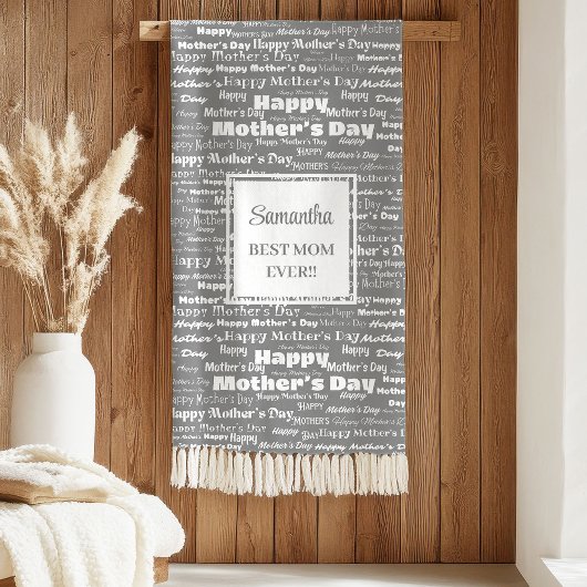 Elegante grijze script Moederdag gepersonaliseerd Sherpa Deken