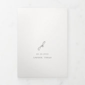 Elegante grijze script monogram bruiloft drieluik uitnodiging (Cover)